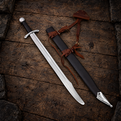 Hand-Forged Norman Falchion Collectible | Single-Edged Carbon Steel Piece with Leather Sheath