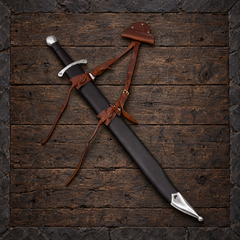 Hand-Forged Norman Falchion Collectible | Single-Edged Carbon Steel Piece with Leather Sheath