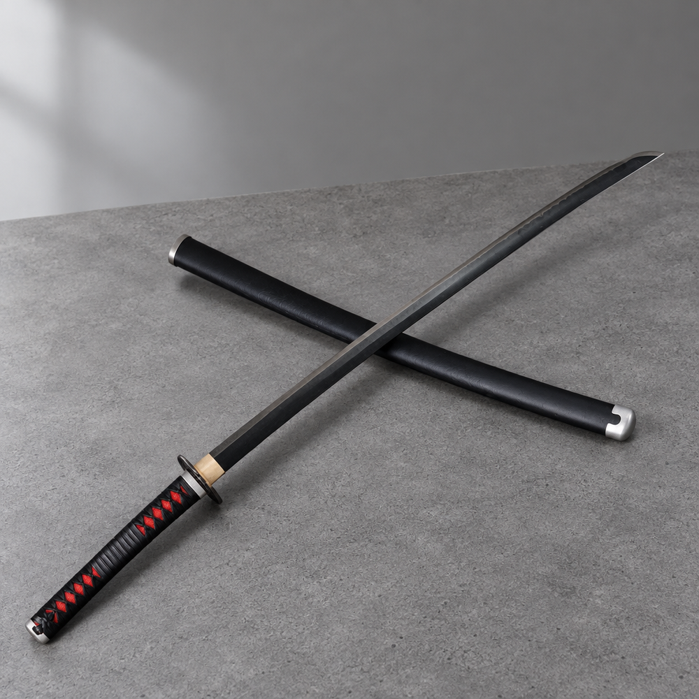 Black blade anime katana replica with black saya