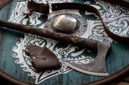 VW-45 Premium Style Fenrir Head Viking axe, Scandinavian Axe, Groomsmen gift, Christmas gift - Valknut Warriors