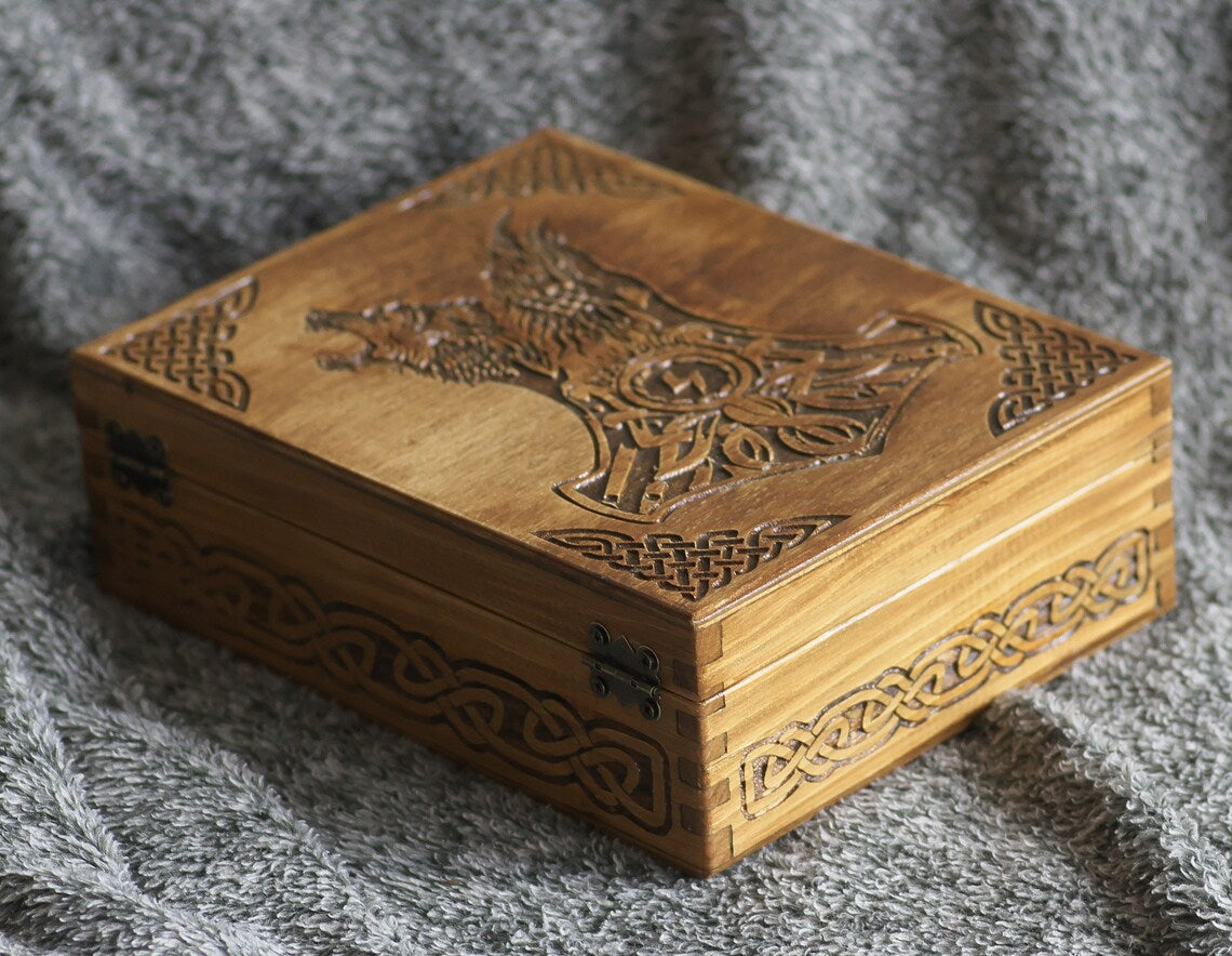 Viking Wolf/ Raven/ Thor's themed jewelry box