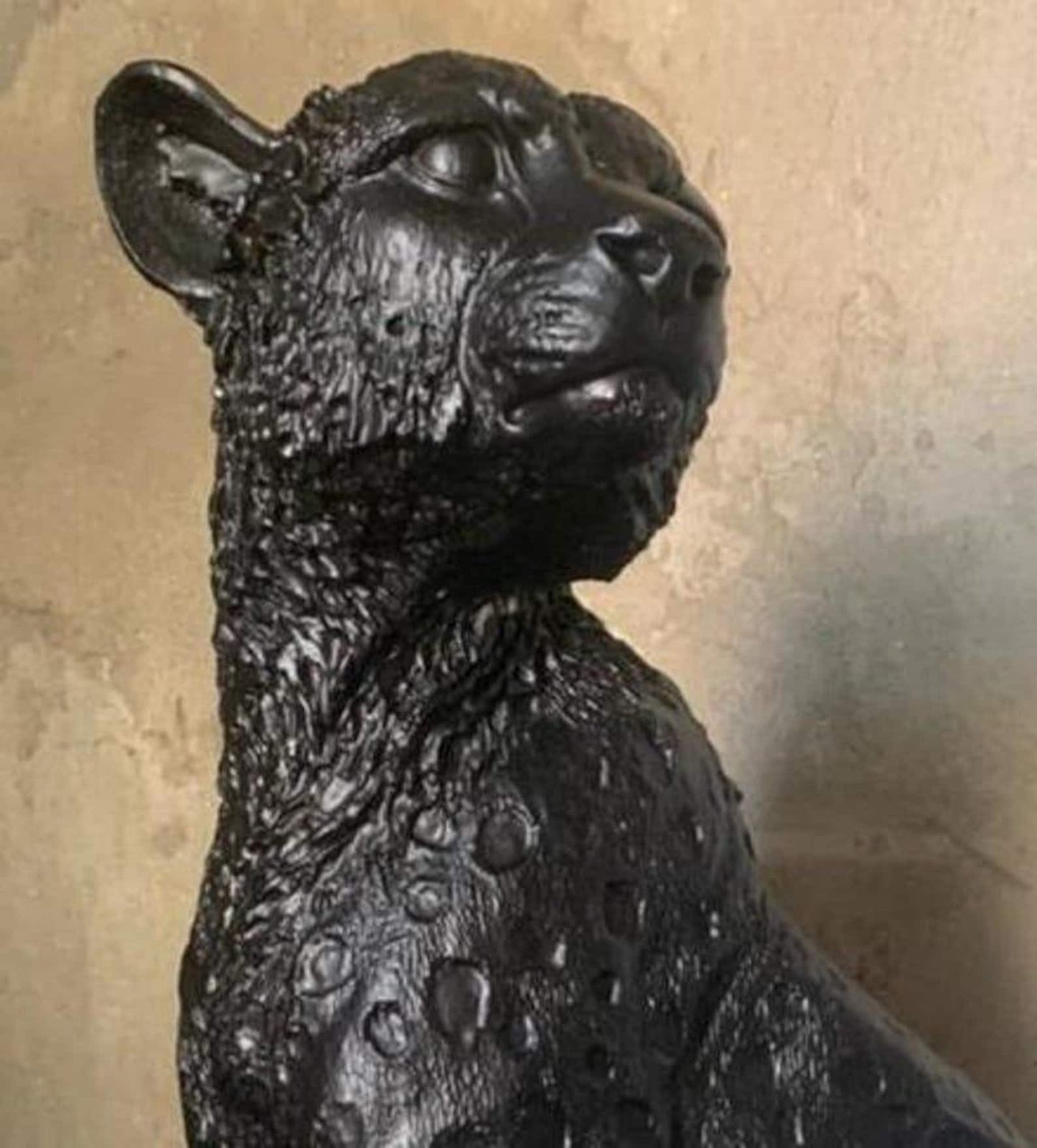 Handcrafted Resin Leopard Sculpture: Wildlife Art Decor, 15-Inch