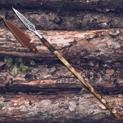 Hand-Forged Viking Spear - Norse Raven Engraved Spearhead with Ash Wood Shaft