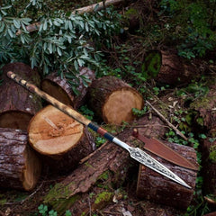Hand-Forged Viking Spear - Norse Raven Engraved Spearhead with Ash Wood Shaft