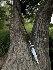 Hand-Forged Damascus Steel Winged Viking Spear | Historical Norse Replica