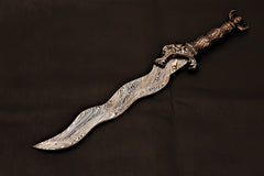 Handmade Mini Damascus Sword With Leather Sheath