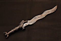 Handmade Mini Damascus Sword With Leather Sheath