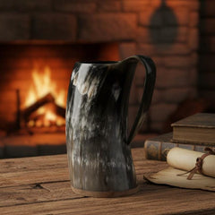 Viking Horn Mug with Handle – Handmade Norse Mead Cup