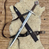 Knights Templar Accolade Sword Replica – Medieval Crusader Decorative Display Sword