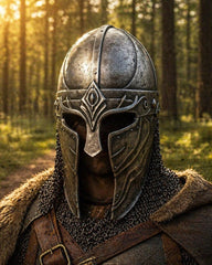 Hand-Forged Viking Spectacle Helmet with Full Chainmail Aventail – Medieval Norse Warrior Replica