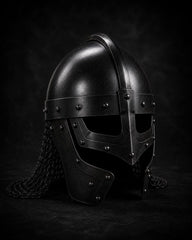 Hand-Forged Viking Gjermundbu Spectacle Helmet with Chainmail Aventail – Medieval Slavic Combat Armor