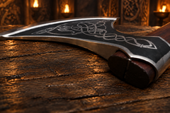 Etched knotwork Viking Dane axe replica – etched head detail