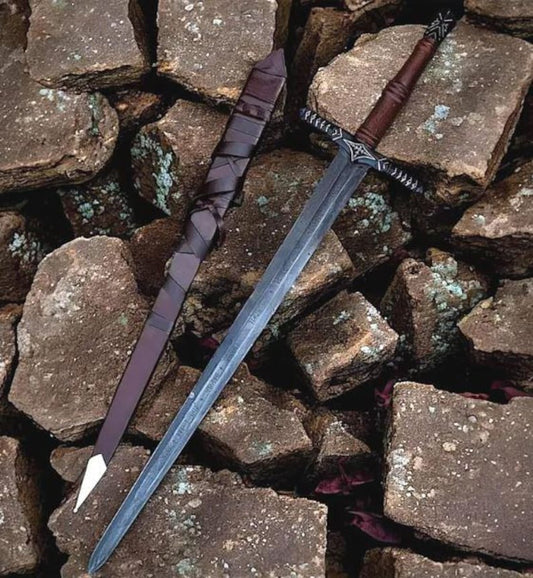 Viking Medieval Long Sword with Scabbard - hand forged steel display sword