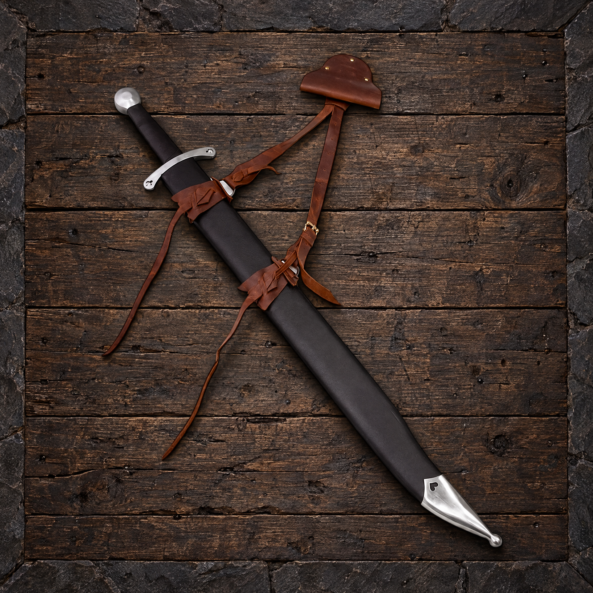 Hand-Forged Norman Falchion Collectible | Single-Edged Carbon Steel Piece with Leather Sheath