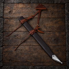 Hand-Forged Norman Falchion Collectible | Single-Edged Carbon Steel Piece with Leather Sheath