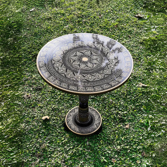 VW-76 Handmade round Viking Table, Black Viking Table, Coffee Table, Shiny Top Table, Christmas Gift, Gift for her - Valknut Warriors