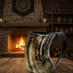“Handcrafted Viking Drinking Horn Mug – Handmade Beer Stein, Unique Gift for Game of Thrones Fans”