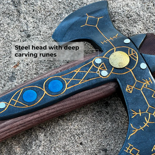 VW-51 Hand Forged Leviathan axe with leather wrap, Groomsmen gift, Gentlemen Gift, Christmas gift - Valknut Warriors