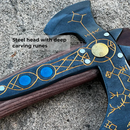 VW-51 Hand Forged Leviathan axe with leather wrap, Groomsmen gift, Gentlemen Gift, Christmas gift - Valknut Warriors