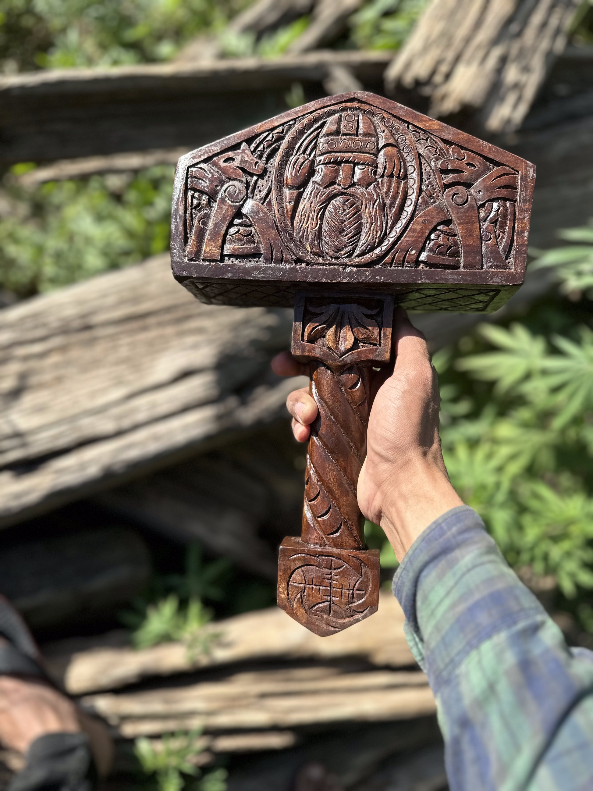 VW-37 Nordic Wooden Thor's hammer , Gift fir him, Christmas gift - Valknut Warriors