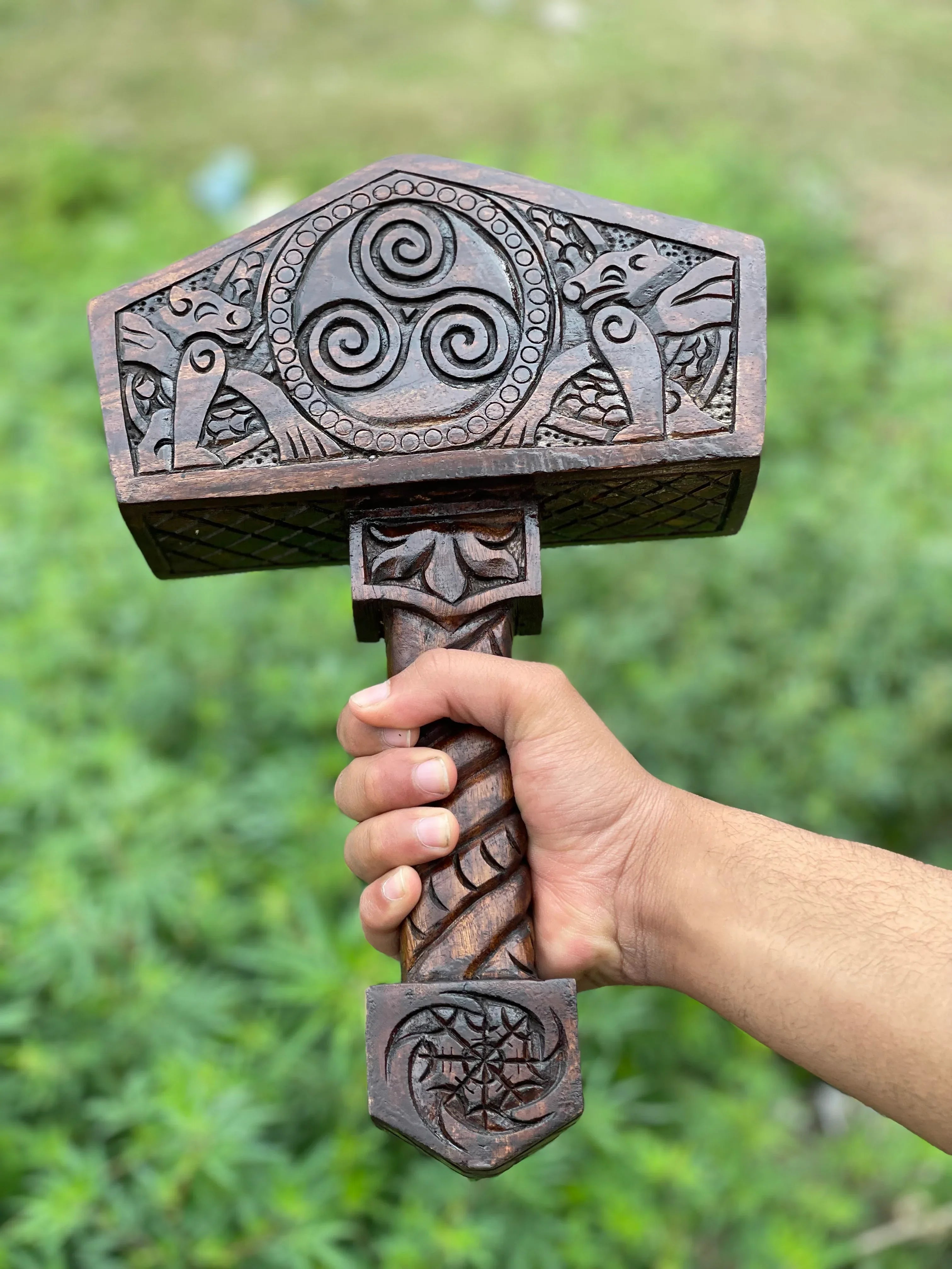 VW-36 Nordic Wooden Hammer, Gift for him, gift for her, Christmas gift, Xmas Gift - Valknut Warriors