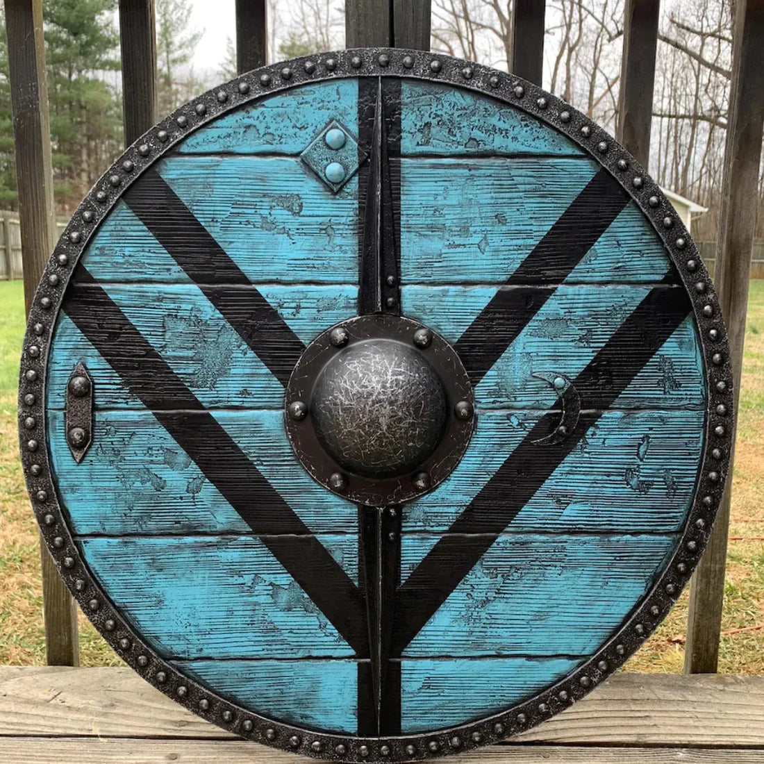 VW-07 Lagertha Shieldmaiden Plank Blue Viking Shield, Gift for her, Christmas Gift - Valknut Warriors