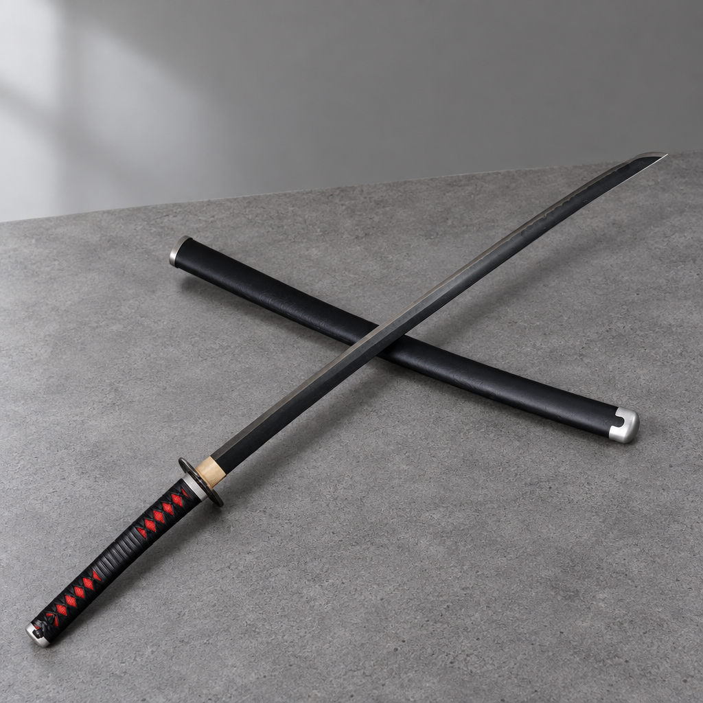 Black blade anime katana replica with black saya