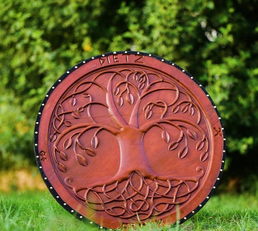 Yggdrasil Tree of Life Carved Viking Shield, Norse Shield, Wall Hanging Shield,