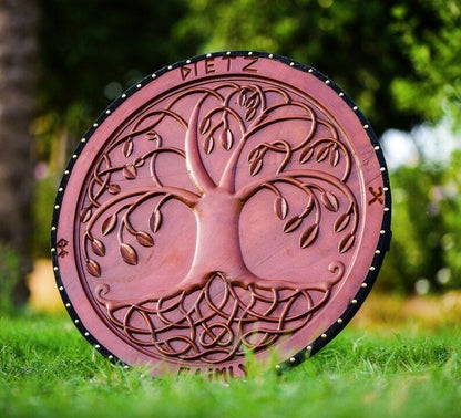 Yggdrasil Tree of Life Carved Viking Shield, Norse Shield, Wall Hanging Shield,