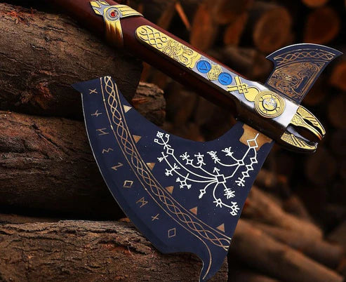 VW-28 God Of War Axe, Leviathan Axe, Handmade Axe, Handmade Kratos Axe, - Valknut Warriors