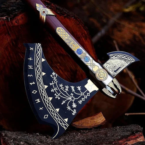 VW-34 God of war axe, Leviathan axe, Handmade axe, Gift for men ,Halloween gift, Christmas gift - Valknut Warriors