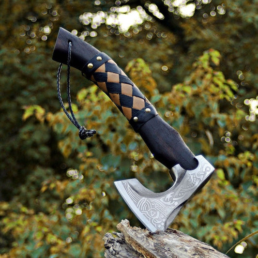 Hand Forged High Carbon Steel Mini Viking Axe – Skeggox Battle Axe |