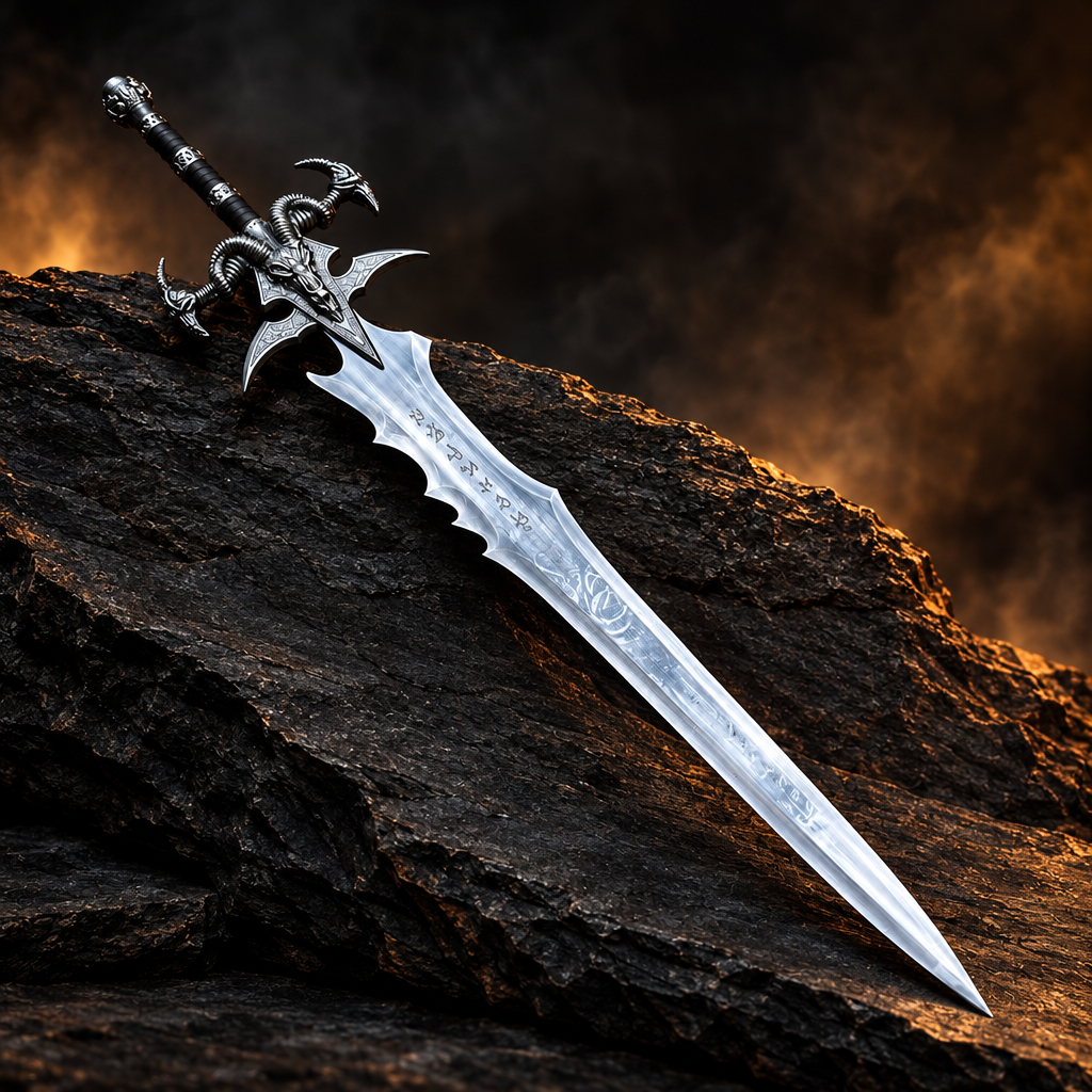 Frostmourne inspired runic sword replica – full view