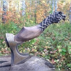 VW-22 Viking Warrior Axe - "Wolf Axe, Gentlemen Gift, Christmas Gift, Xmas Gift - Valknut Warriors