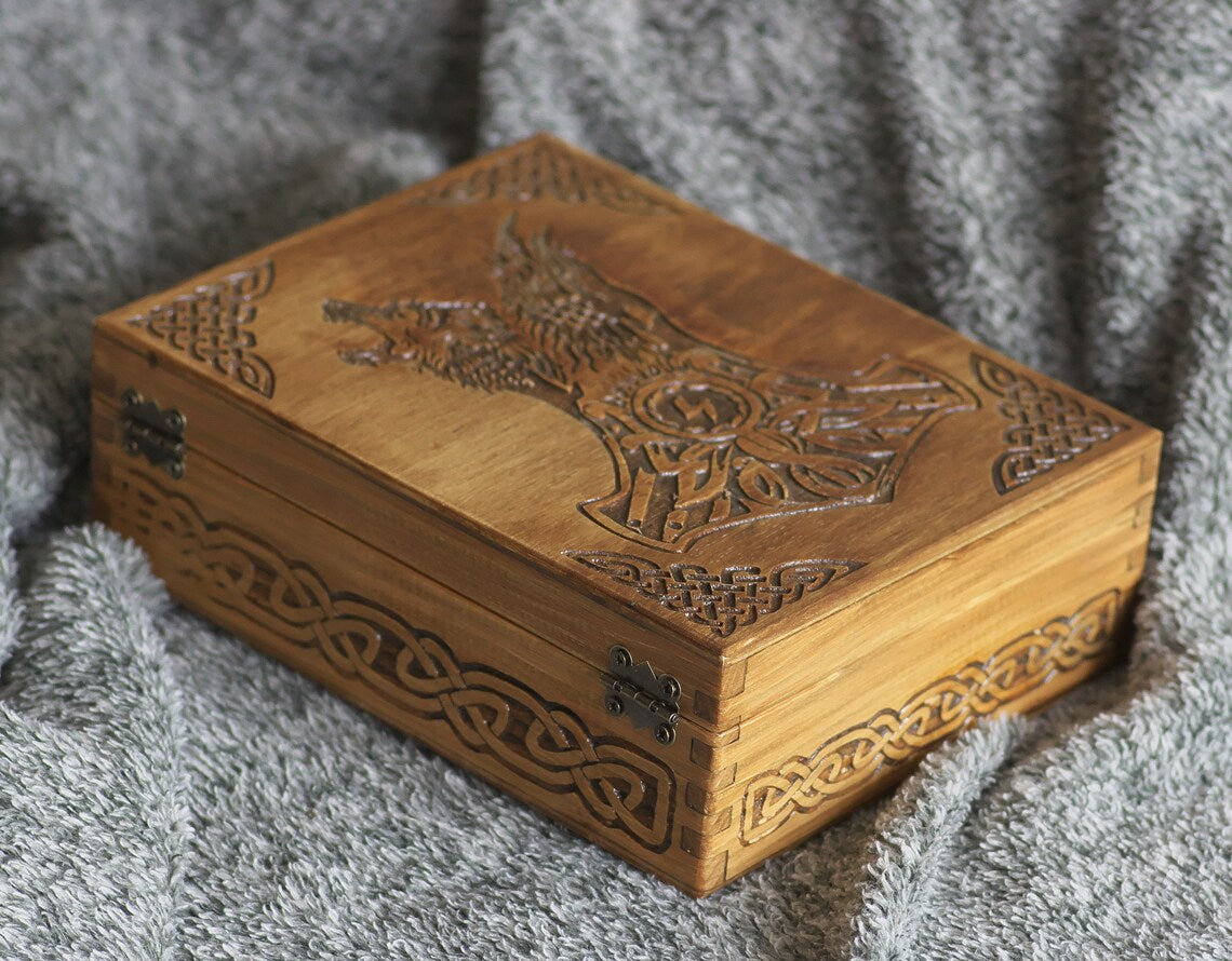 Viking Wolf/ Raven/ Thor's themed jewelry box
