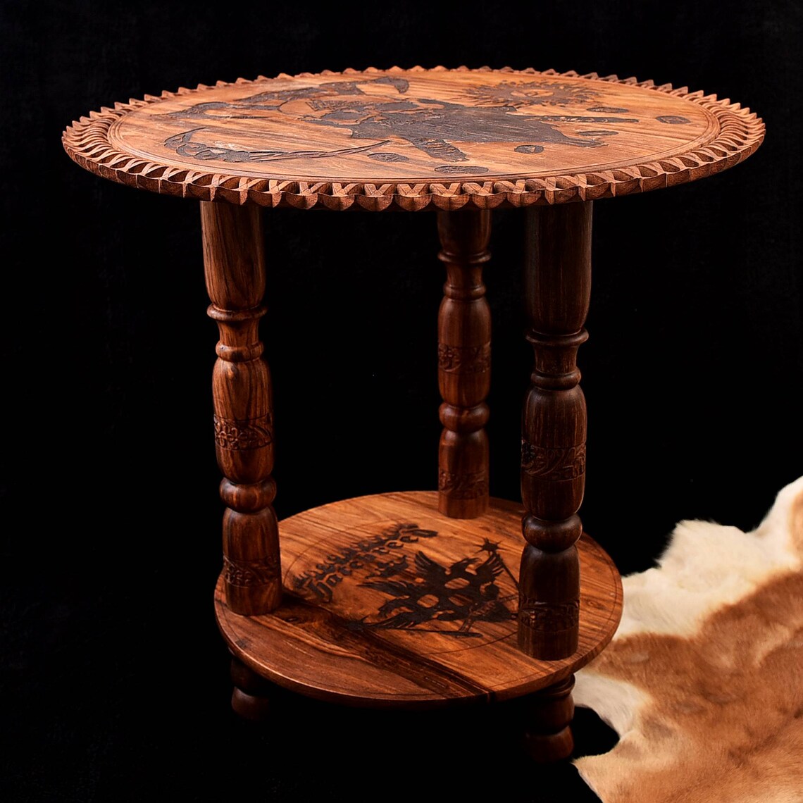 Nordic Viking Wooden Round Coffee Table