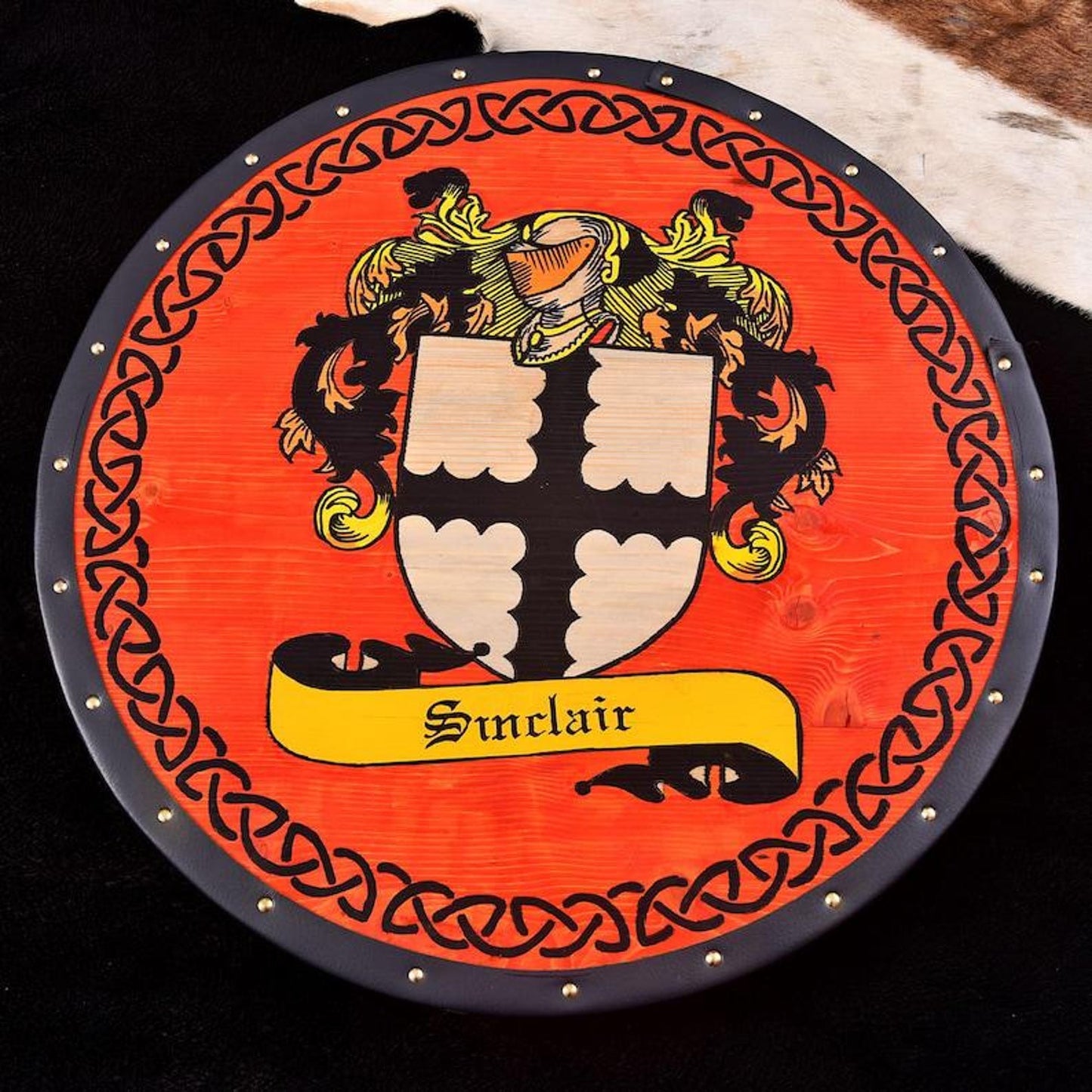 Custom Family Crest Shield | Personalized Medieval Round Wall Decor | Cosplay & Gift