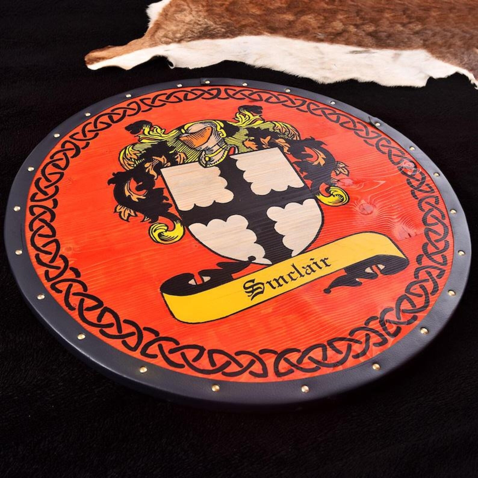 Custom Family Crest Shield | Personalized Medieval Round Wall Decor | Cosplay & Gift