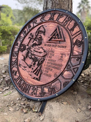 Odin All-Father Viking Shield | Handcrafted Norse Round Shield | Wall Decor & Cosplay