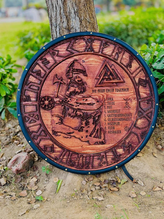 Odin All-Father Viking Shield | Handcrafted Norse Round Shield | Wall Decor & Cosplay