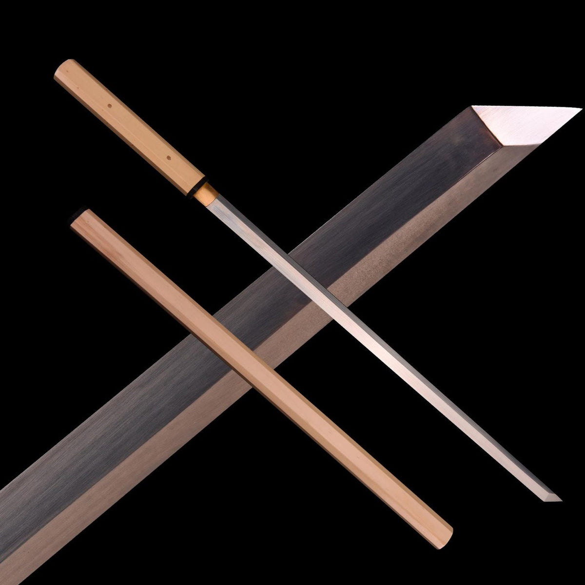 Handcrafted Octagonal Shirasaya Katana - Natural Light Wood Japanese Samurai Sword