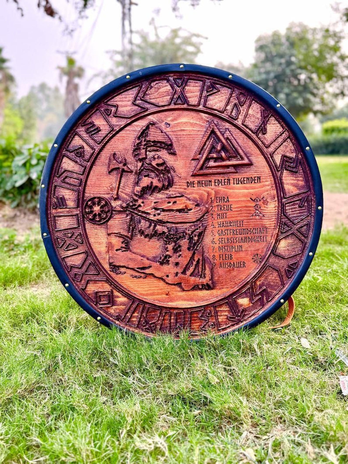 Odin All-Father Viking Shield | Handcrafted Norse Round Shield | Wall Decor & Cosplay