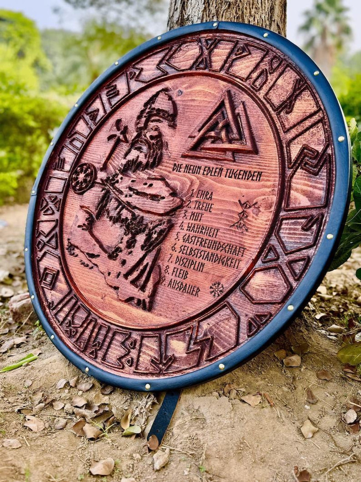 Odin All-Father Viking Shield | Handcrafted Norse Round Shield | Wall Decor & Cosplay