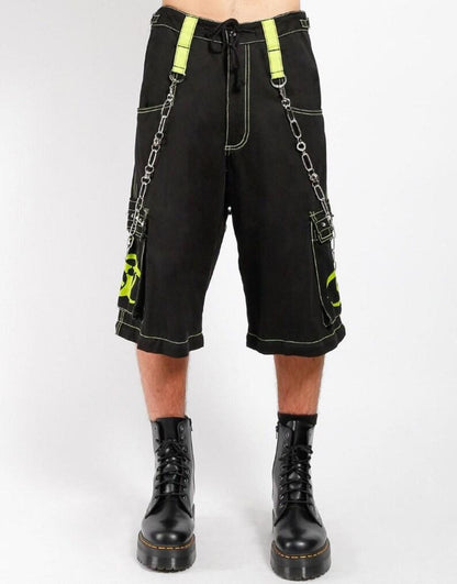 Gothic Cargo Pants with Neon Green Chains | Cyberpunk Streetwear