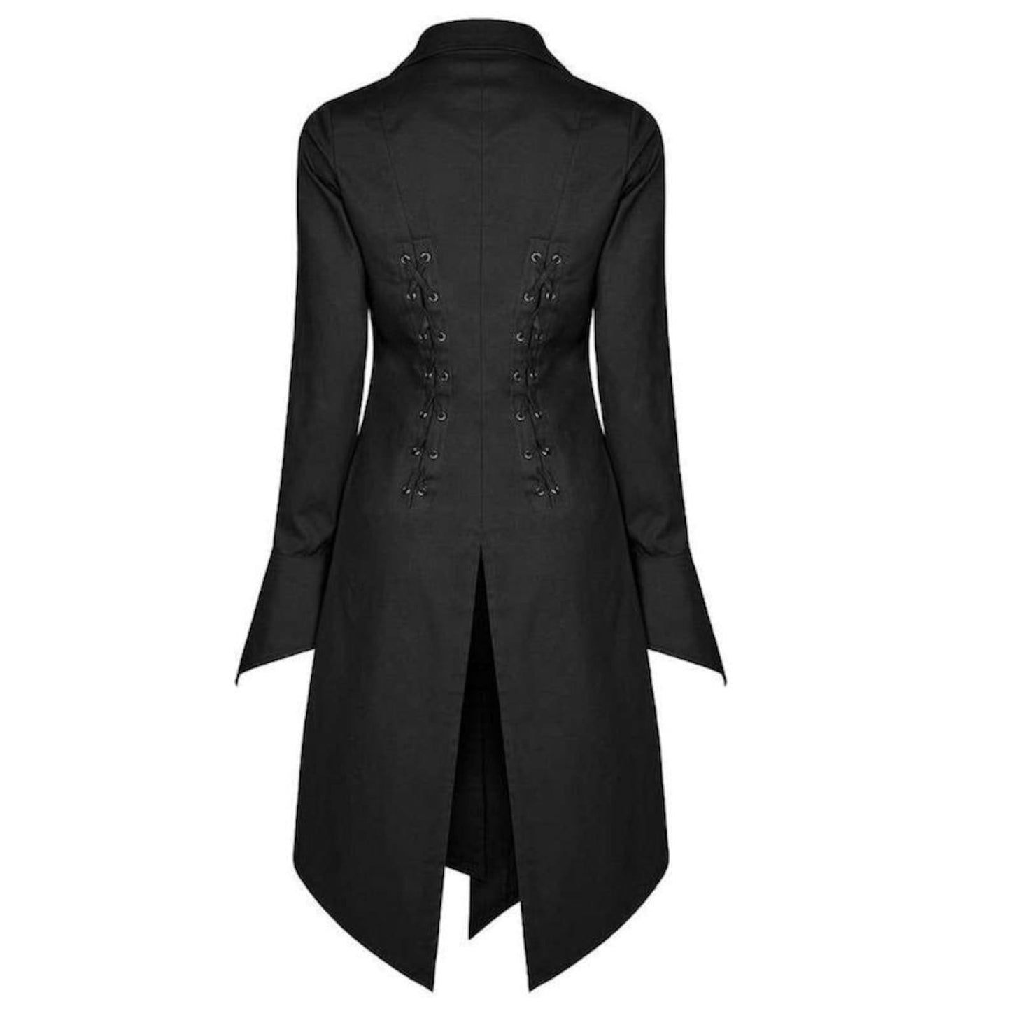 Black Lace-Up Trench Coat | Gothic Steampunk Victorian Outerwear