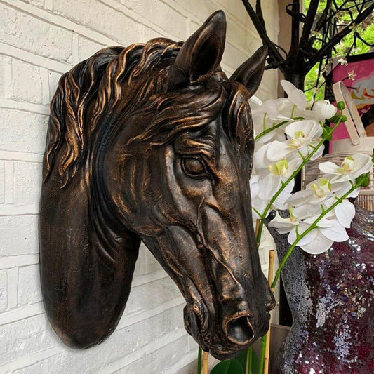 Handmade Brown Horse Head Wall Sculpture: Equestrian Home Decor