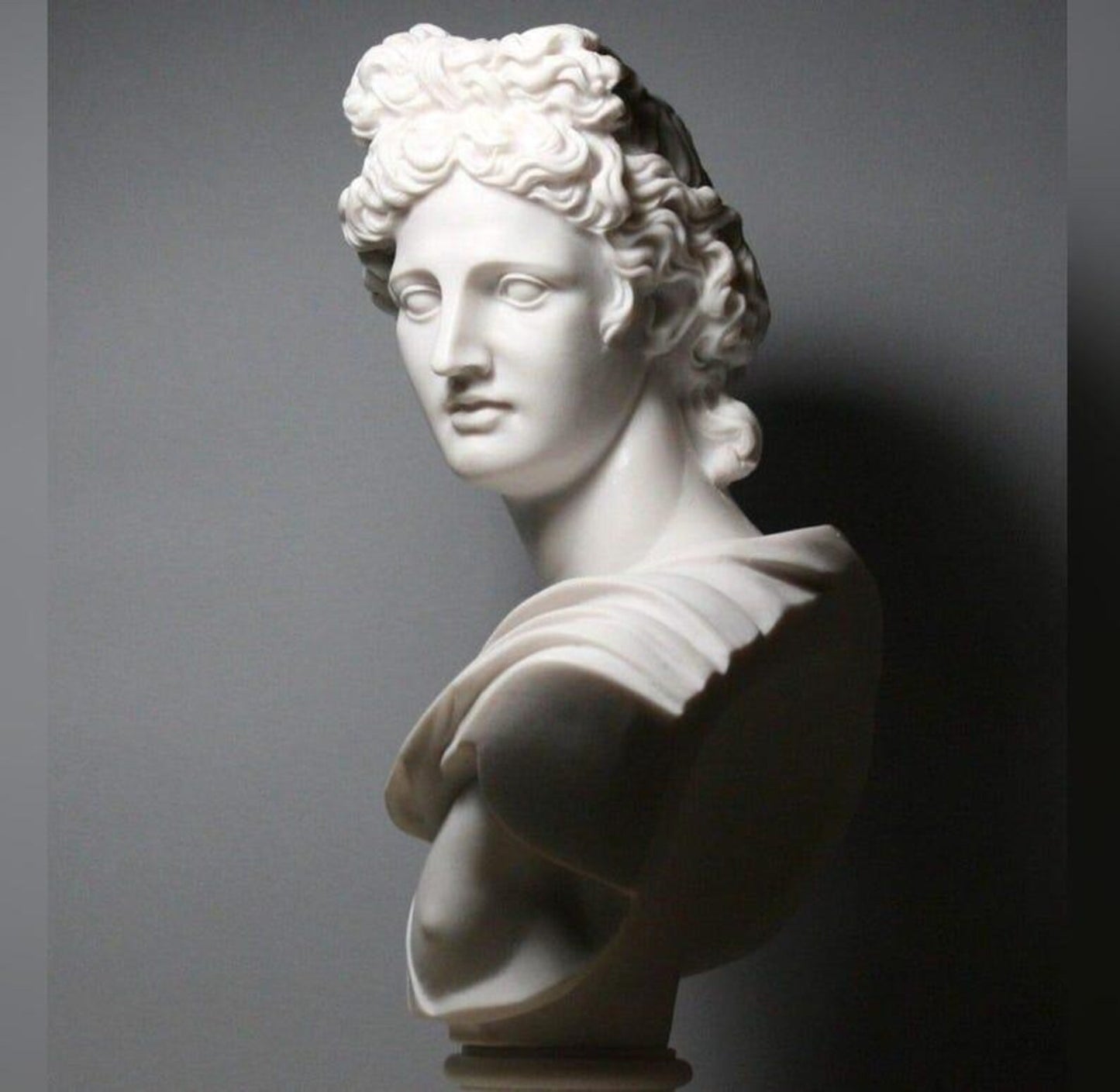 Handcrafted Apollo Bust Statue: Greek Roman Sculpture, Marble Stone & Resin