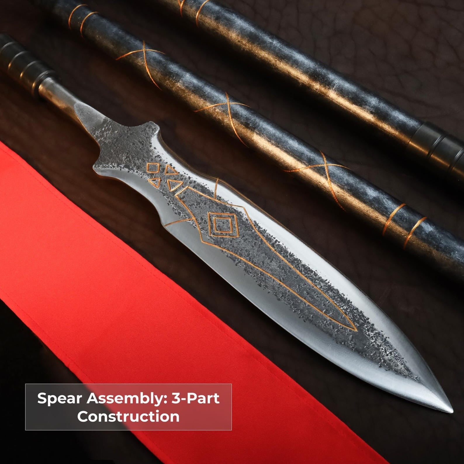 Hand Forged Draupnir Spear Replica – God of War Ragnarok Inspired 3-Part Metal Spear