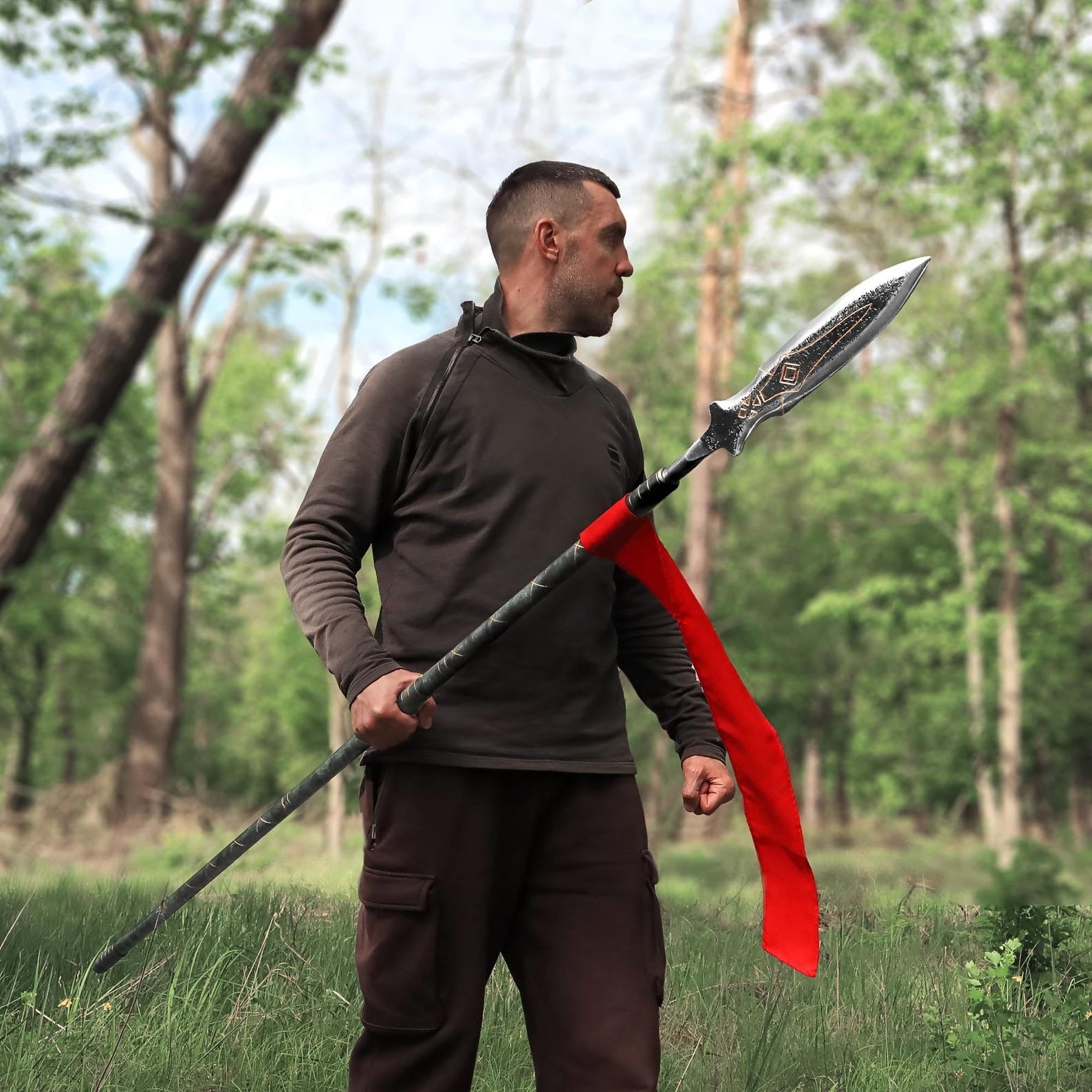 Hand Forged Draupnir Spear Replica – God of War Ragnarok Inspired 3-Part Metal Spear