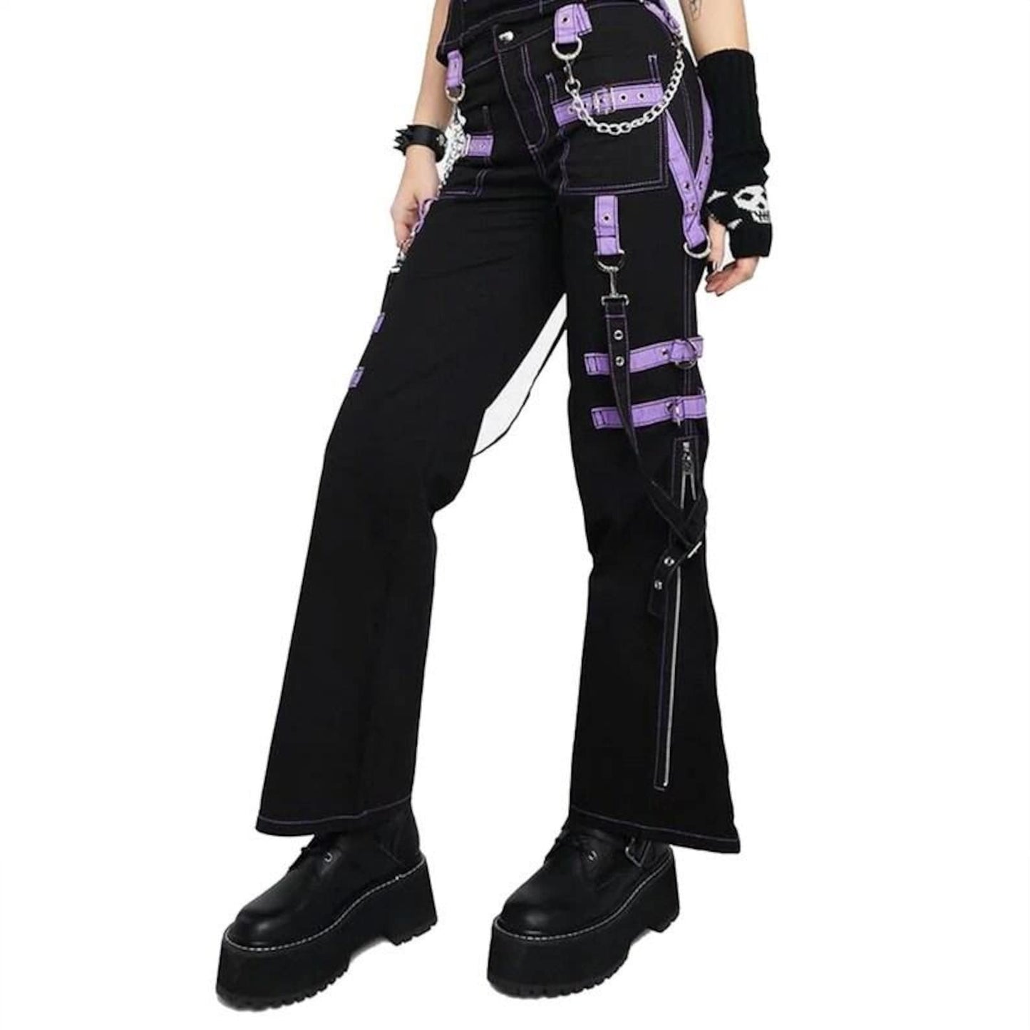 Gothic Harness Top Women | Black Mesh Crop Top Silver Chains | Alternative Streetwear